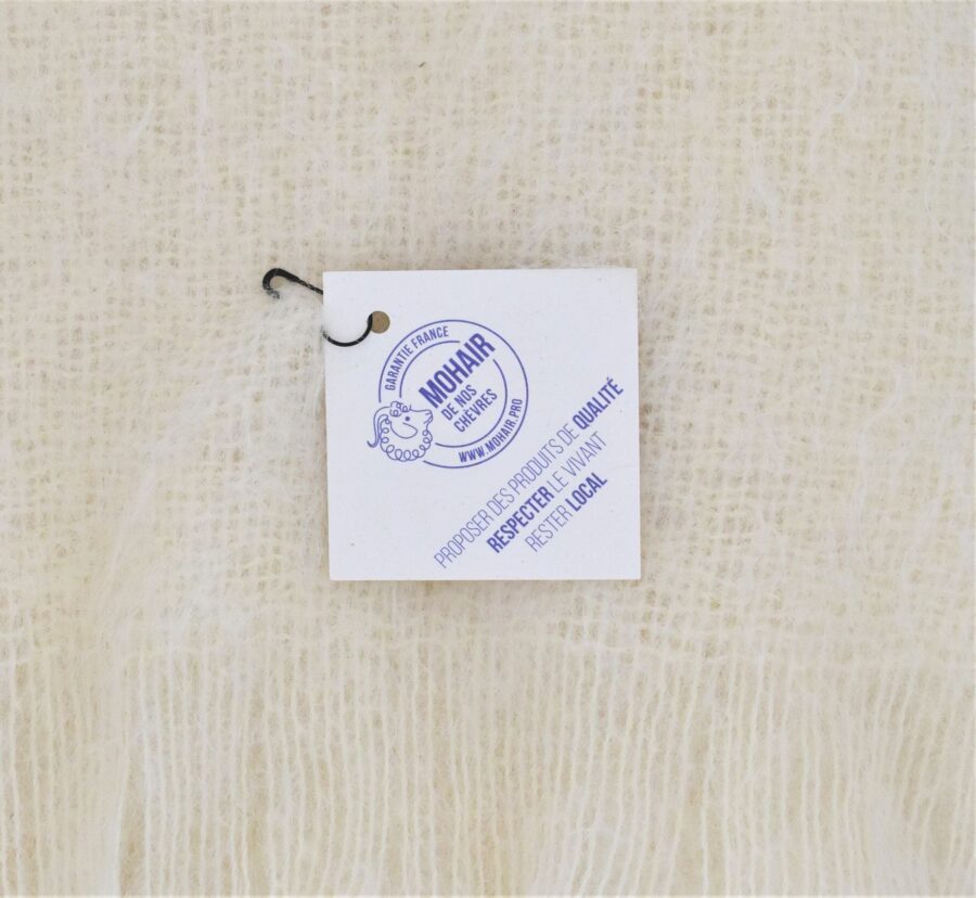 Plaid 100% Mohair, 180 x 140cm wollweiß