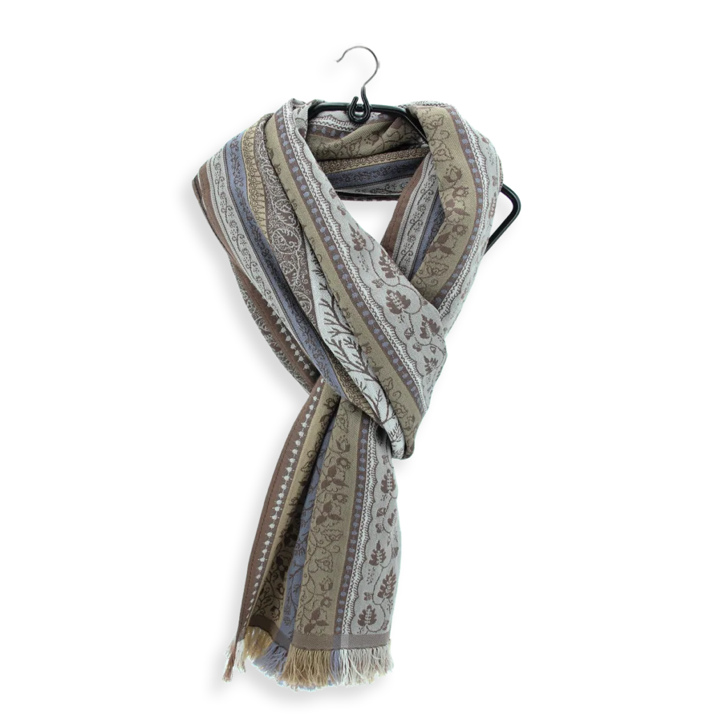 Seiden Merinoschal Damen. "Romain Beige", 195 x 50 cm. LA FABRIQUE d'écharpe, Merino, Baumwolle, Seide
