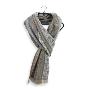 Seiden Merinoschal Damen "Romain Beige", 195 x 50 cm. LA FABRIQUE d'écharpe, 50% Merino, 30% Baumwolle, 20% Seide