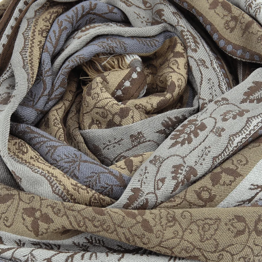 Seiden Merinoschal Damen "Romain Beige", 195 x 50 cm. LA FABRIQUE d'écharpe, 50% Merino, 30% Baumwolle, 20% Seide – Bild 2