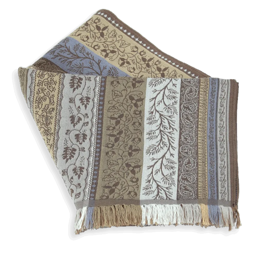 Seiden Merinoschal Damen "Romain Beige", 195 x 50 cm. LA FABRIQUE d'écharpe, 50% Merino, 30% Baumwolle, 20% Seide – Bild 4