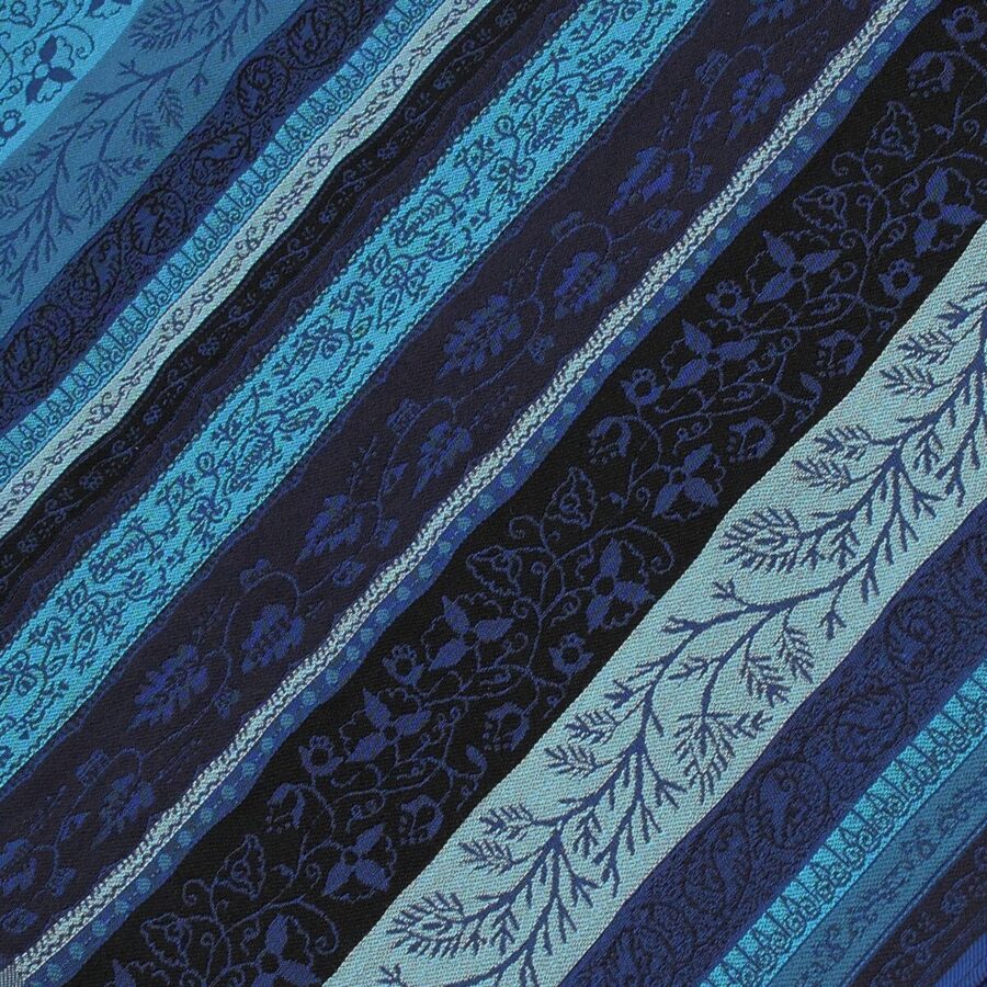 Seiden Merinoschal Damen "Romain Blau", 195 x 50 cm. LA FABRIQUE d'écharpe, 50% Merino, 30% Baumwolle, 20% Seide – Bild 3