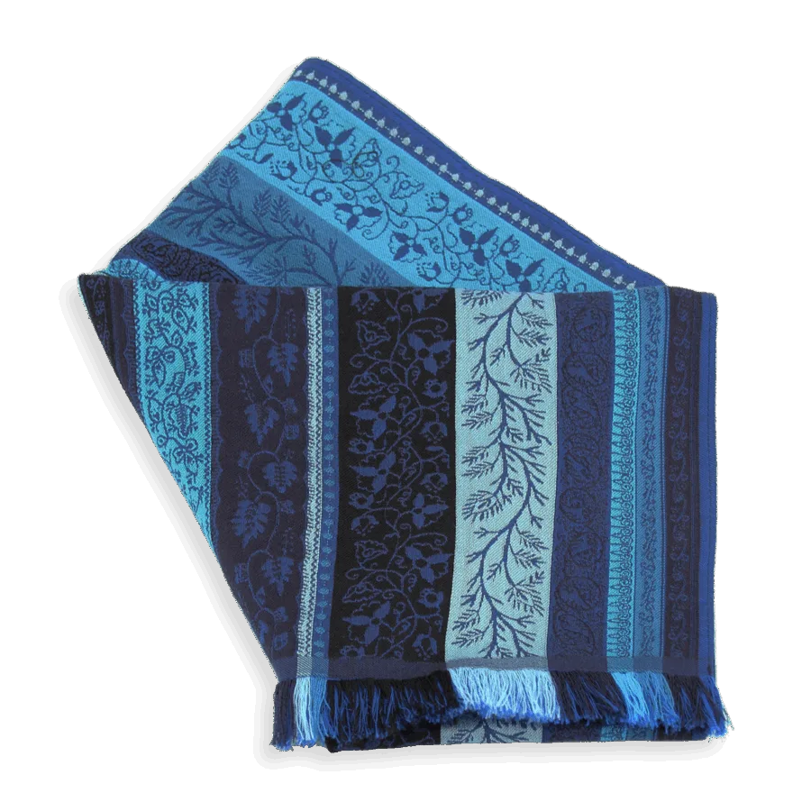 Seiden Merinoschal Damen "Romain Blau", 195 x 50 cm. LA FABRIQUE d'écharpe, 50% Merino, 30% Baumwolle, 20% Seide – Bild 4
