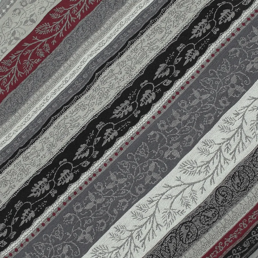 Seiden Merinoschal Damen. "Romain Grau-Burgundy", 195 x 50 cm. LA FABRIQUE d'écharpe, Merino, Baumwolle, Seide – Bild 4