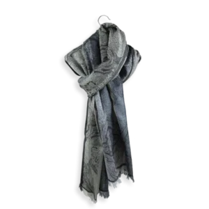 Seiden Merinoschal Damen "Victoria Perlgrau/Schwarz", 190 x 50 cm. LA FABRIQUE d'écharpe, 75% Merino, 25% Seide