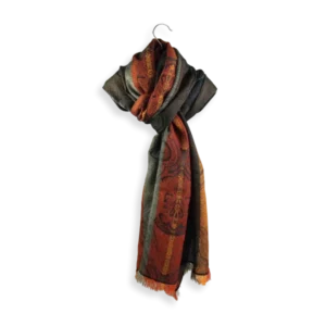Seiden Merinoschal Damen "Victoria Braun/Orange", 190 x 50 cm. LA FABRIQUE d'écharpe, 75% Merino, 25% Seide