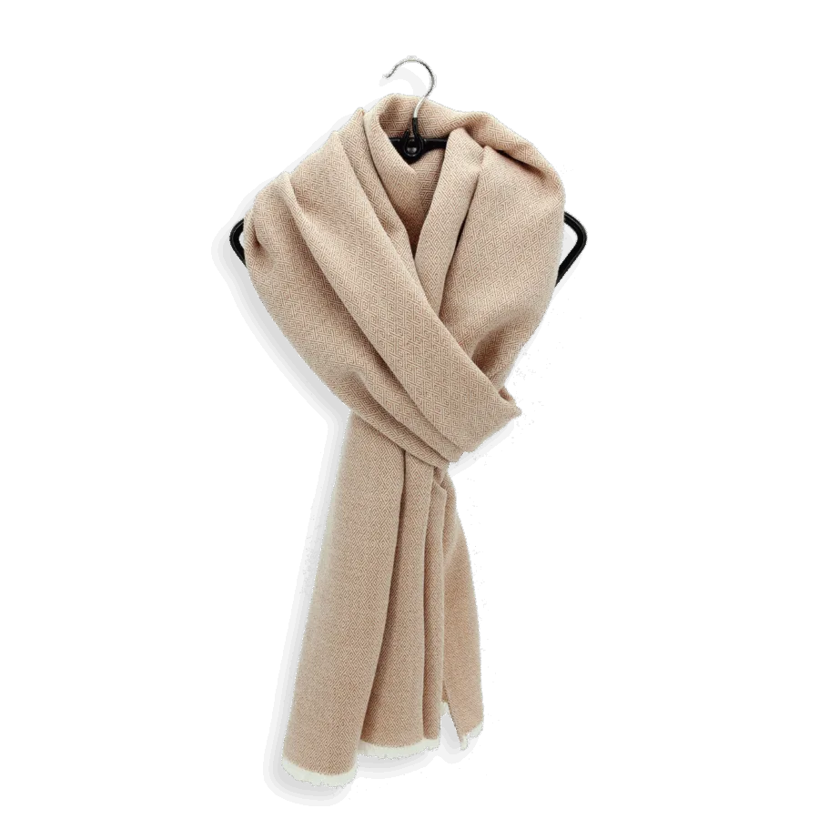Seiden Merinoschal Damen "Domino Karamell", 185 x 45 cm. LA FABRIQUE d'écharpe, 75% Merino, 25% Seide