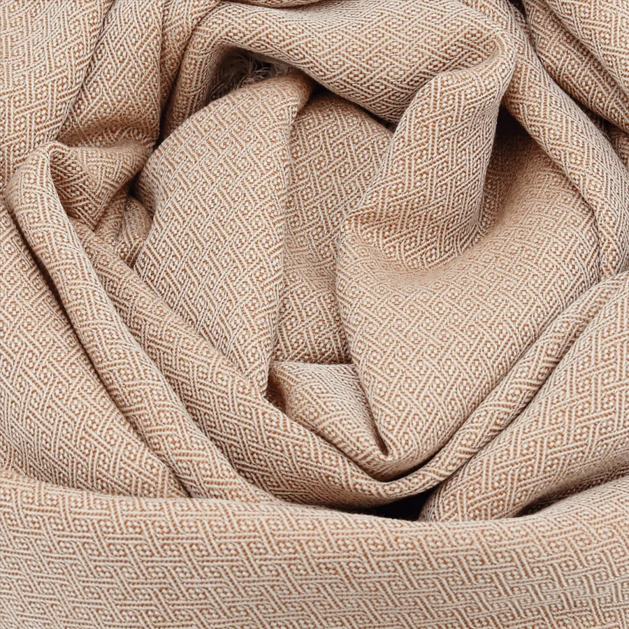 Seiden Merinoschal Damen "Domino Karamell", 185 x 45 cm. LA FABRIQUE d'écharpe, 75% Merino, 25% Seide – Bild 2