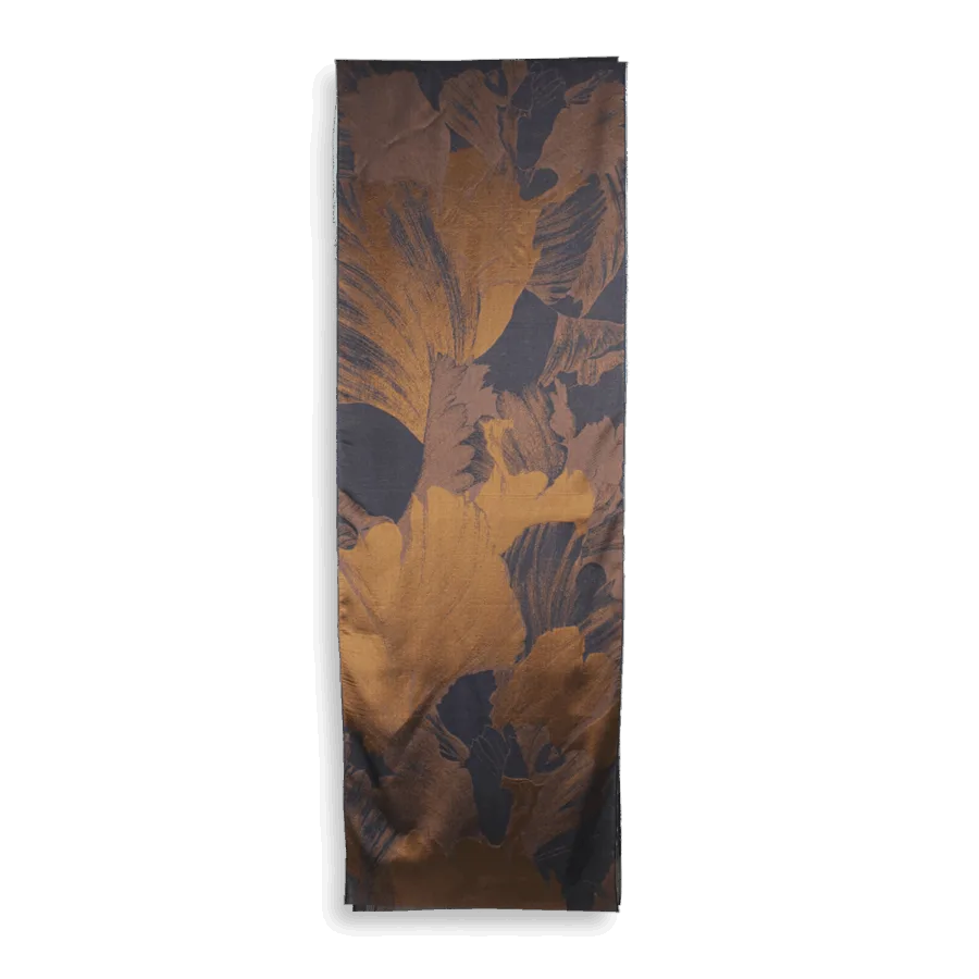 Seiden Kaschmirschal Damen "Serenade Kupfer/Marine", 190 x 70 cm. LA FABRIQUE d'écharpe, 65% Seide, 35% Kaschmir – Bild 4