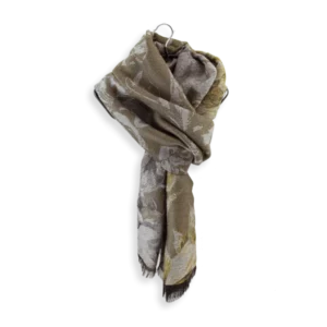 Seiden Merinoschal Damen "Botanic Beige", 180 x 60 cm. LA FABRIQUE d'écharpe, 60% Merino, 20% Baumwolle, 20% Seide