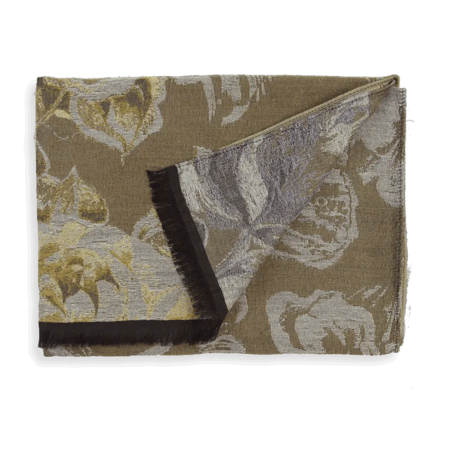 Seiden Merinoschal Damen "Botanic Beige", 180 x 60 cm. LA FABRIQUE d'écharpe, 60% Merino, 20% Baumwolle, 20% Seide – Bild 4