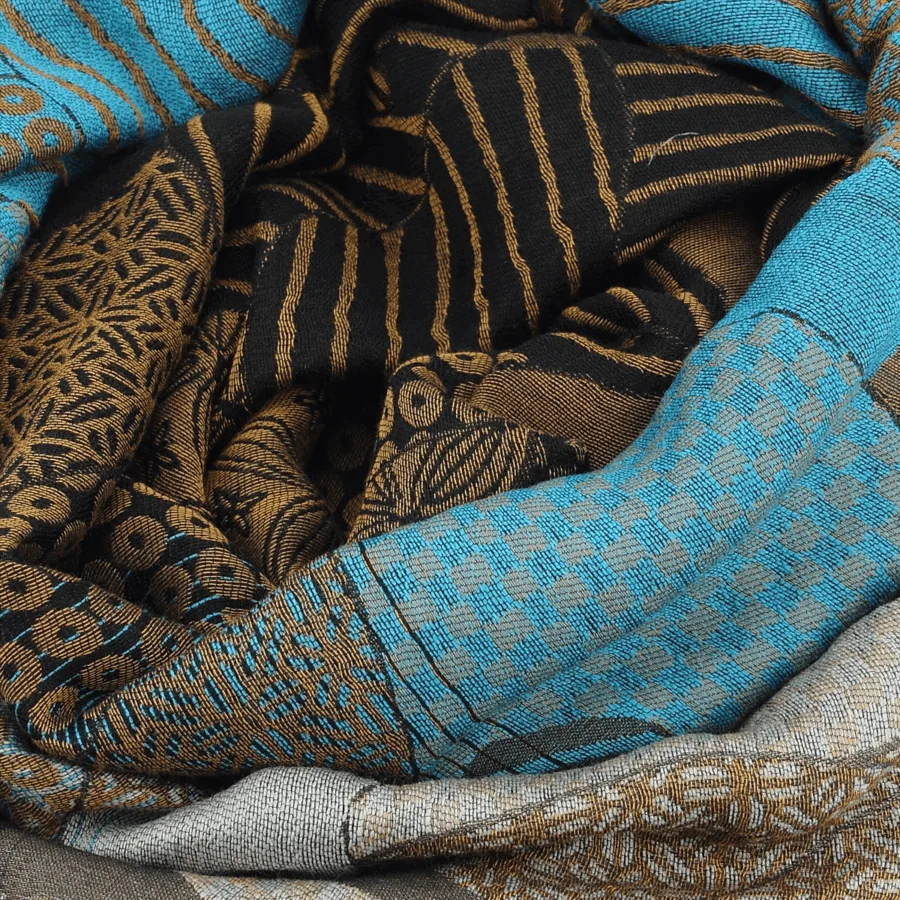 Seiden Merinoschal Damen "Amour Türkis", 190 x 65 cm. LA FABRIQUE d'écharpe, 50% Merino, 25% Baumwolle, 25% Seide – Bild 2