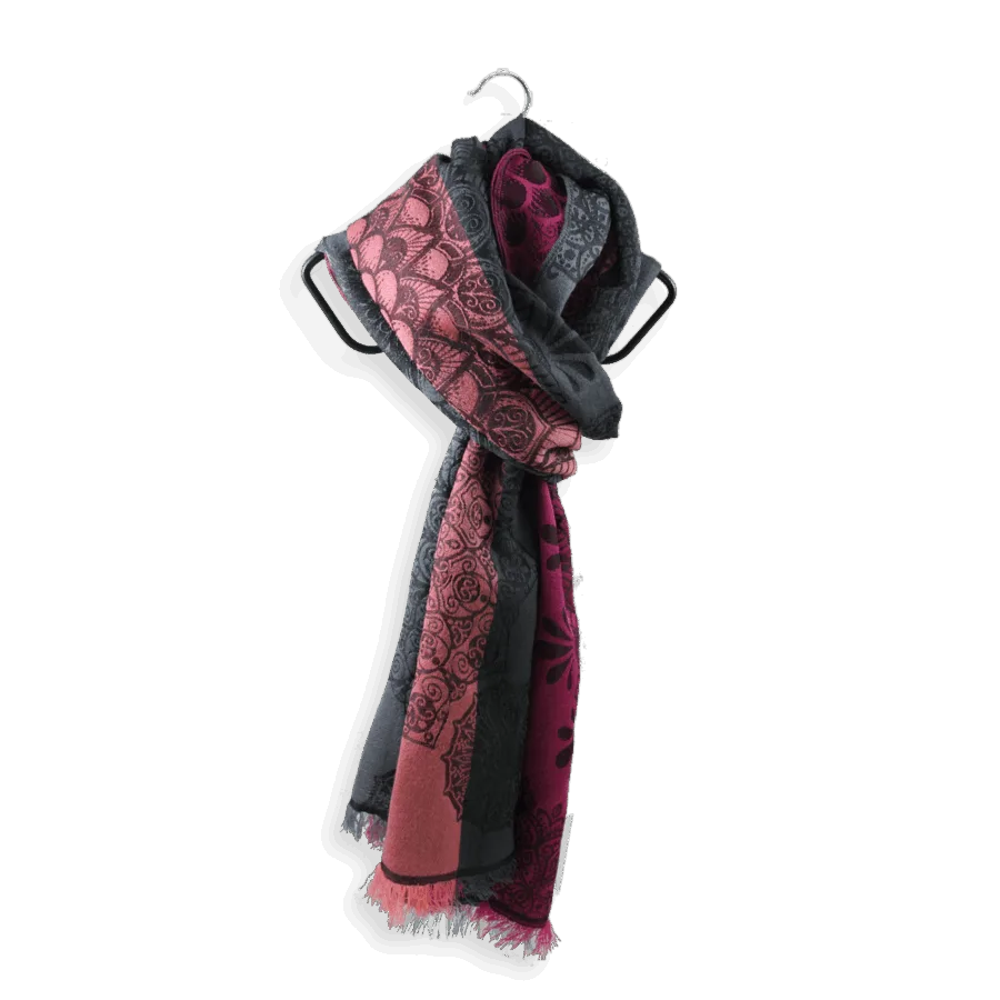 Seiden Merinoschal Damen "Mood Rosé/Grau", 190 x 60 cm. LA FABRIQUE d'écharpe, 75% Merino, 25% Seide