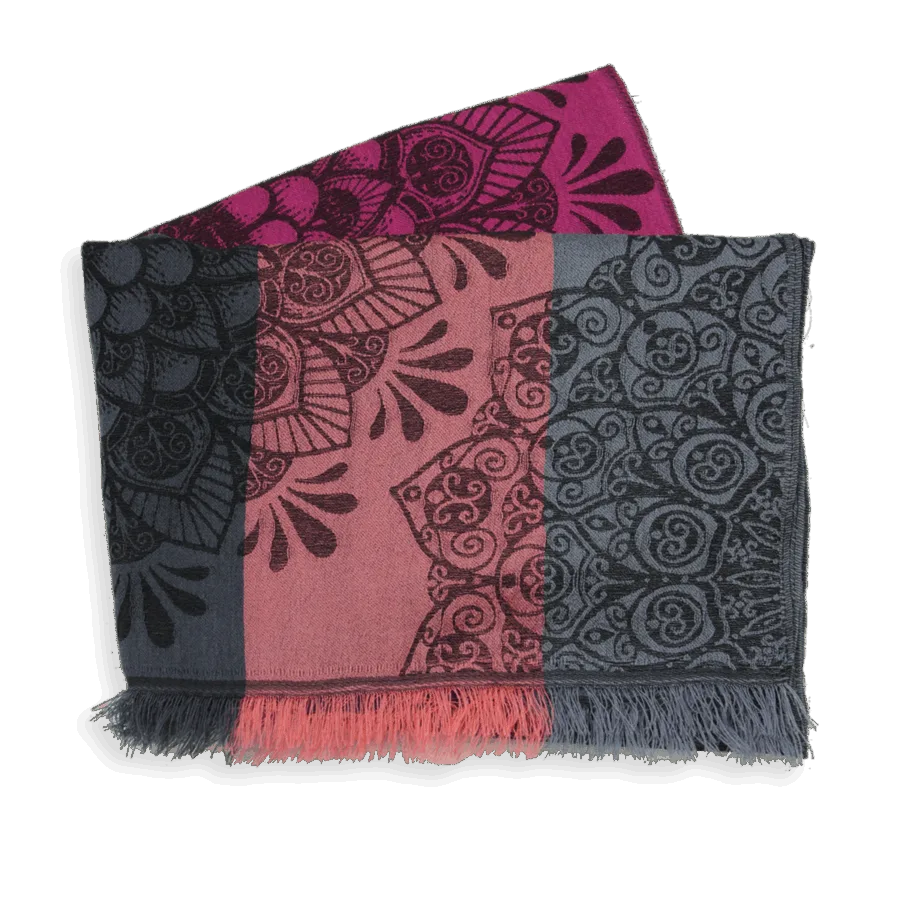 Seiden Merinoschal Damen "Mood Rosé/Grau", 190 x 60 cm. LA FABRIQUE d'écharpe, 75% Merino, 25% Seide – Bild 4