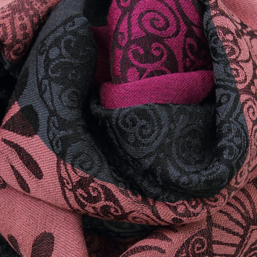 Seiden Merinoschal Damen "Mood Rosé/Grau", 190 x 60 cm. LA FABRIQUE d'écharpe, 75% Merino, 25% Seide – Bild 2