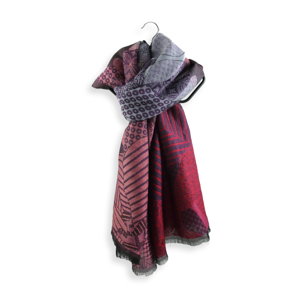 Seiden Merinoschal Damen. "Amour Rot", 190 x 65 cm. LA FABRIQUE d'écharpe, Merino, Baumwolle, Seide