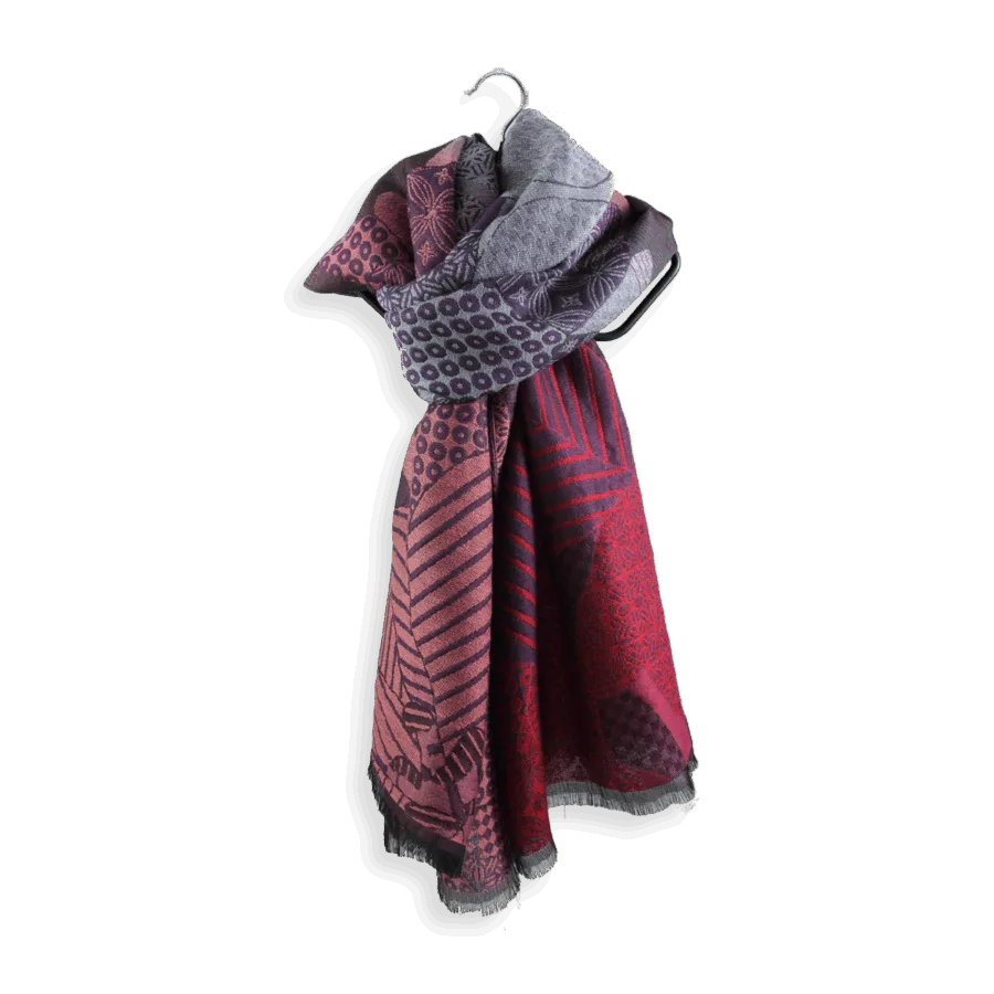 Seiden Merinoschal Damen "Amour Rot", 190 x 65 cm. LA FABRIQUE d'écharpe, 50% Merino, 25% Baumwolle, 25% Seide