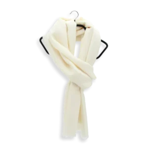 Seiden Merinoschal Damen. "Domino Cremeweiß", 185 x 45 cm. LA FABRIQUE d'écharpe, 75% Merino, 25% Seide