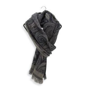 Seiden Merinoschal Damen. "Tradi Navy", 185 x 55 cm. LA FABRIQUE d'écharpe, 80% Merino, 20% Seide