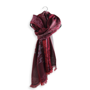 Seiden Merinoschal Damen. "Charme Rot", 195 x 45 cm. LA FABRIQUE d'écharpe, Merino, Baumwolle, Seide