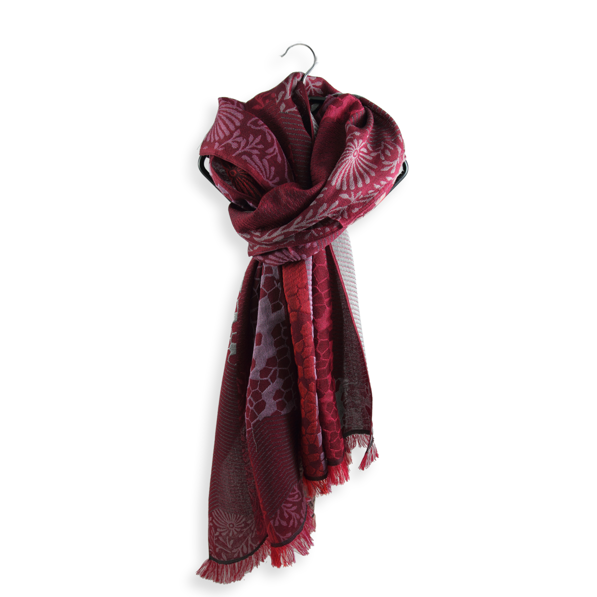 Seiden Merinoschal Damen. "Charme Rot", 195 x 45 cm. LA FABRIQUE d'écharpe, Merino, Baumwolle, Seide