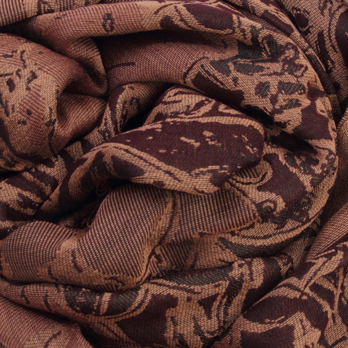 Seiden Merinoschal Damen. "Juliette Nude/Burgundy", 190 x 90 cm. LA FABRIQUE d'écharpe, Merino, Baumwolle, Seide – Bild 2