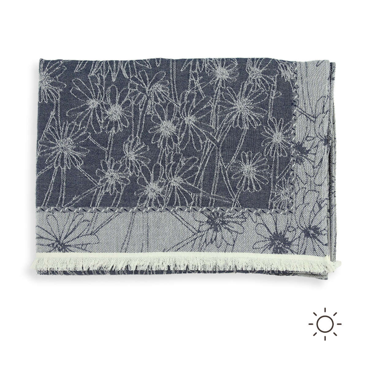 Baumwollschal Damen. "Margeritten Blaugrau", 190 x 55 cm. LA FABRIQUE d'écharpe, 65% Bio-Baumwolle, 35% Modal – Bild 2