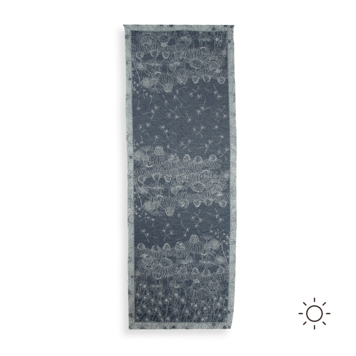 Baumwollschal Damen. "Margeritten Blaugrau", 190 x 55 cm. LA FABRIQUE d'écharpe, 65% Bio-Baumwolle, 35% Modal – Bild 3