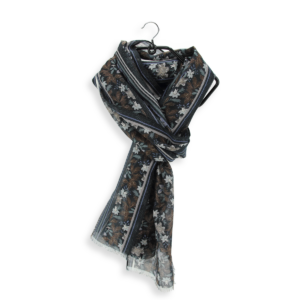 Seiden Baumwollschal Damen. "Garten Nachtfarben", 185 x 45 cm. LA FABRIQUE d'écharpe, 80% Baumwolle, 20% Seide