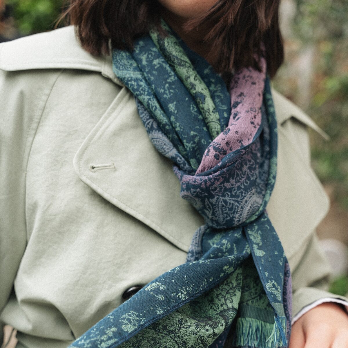 Seiden Baumwollschal Damen. "Mumbai", 190 x 50 cm. LA FABRIQUE d'écharpe, 70% Baumwolle, 30% Seide – Bild 2