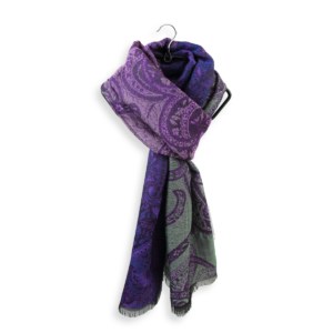 Seiden Merinoschal Damen. "Paisley Violet", 180 x 60 cm. LA FABRIQUE d'écharpe, 50% Merino, 25% Baumwolle, 25% Seide