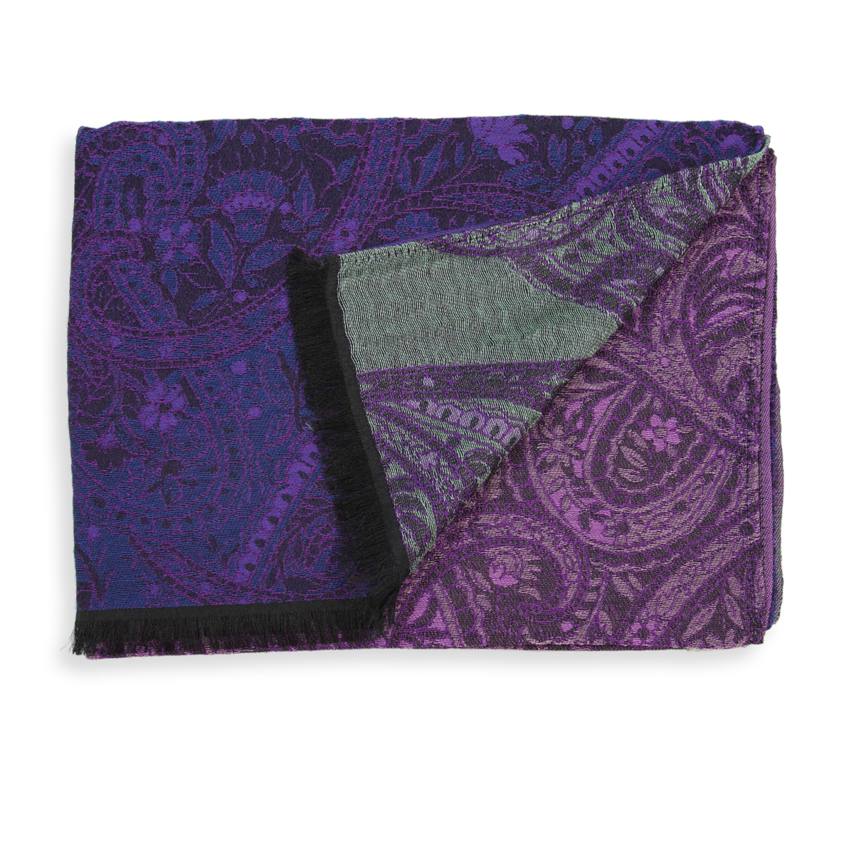 Seiden Merinoschal Damen. "Paisley Violet", 180 x 60 cm. LA FABRIQUE d'écharpe, 50% Merino, 25% Baumwolle, 25% Seide – Bild 2