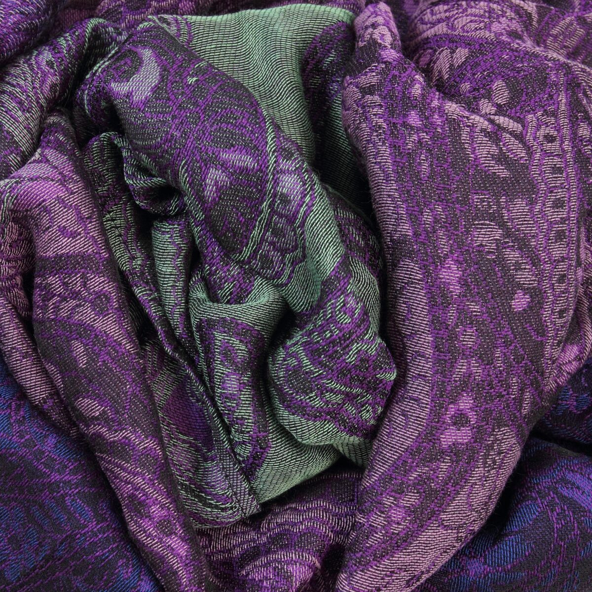 Seiden Merinoschal Damen. "Paisley Violet", 180 x 60 cm. LA FABRIQUE d'écharpe, 50% Merino, 25% Baumwolle, 25% Seide – Bild 3