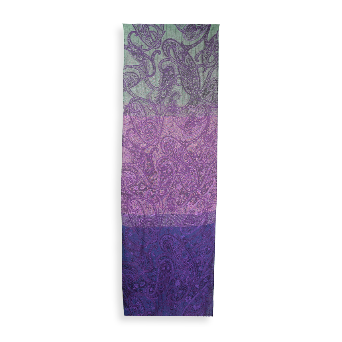 Seiden Merinoschal Damen. "Paisley Violet", 180 x 60 cm. LA FABRIQUE d'écharpe, 50% Merino, 25% Baumwolle, 25% Seide – Bild 4