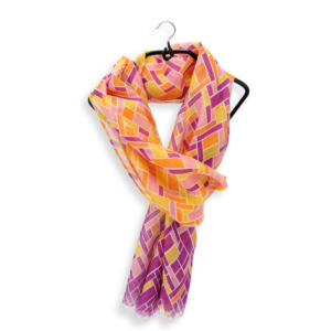 Seiden Baumwollschal Damen. "Mosaik Rosa", 185 x 45 cm. LA FABRIQUE d'écharpe, 80% Baumwolle, 20% Seide