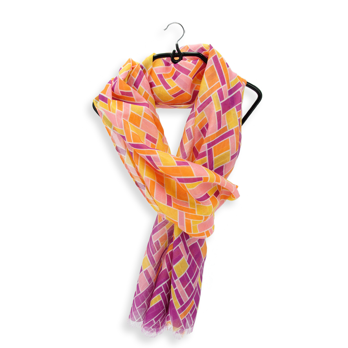 Seiden Baumwollschal Damen. "Mosaik Rosa", 185 x 45 cm. LA FABRIQUE d'écharpe, 80% Baumwolle, 20% Seide