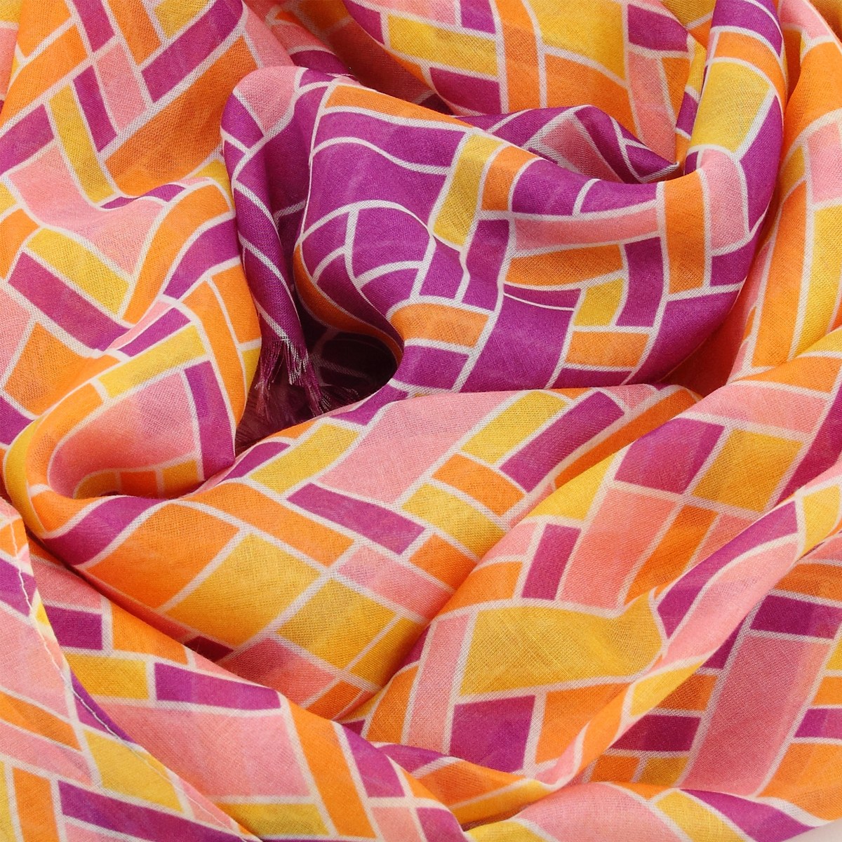 Seiden Baumwollschal Damen. "Mosaik Rosa", 185 x 45 cm. LA FABRIQUE d'écharpe, 80% Baumwolle, 20% Seide – Bild 2