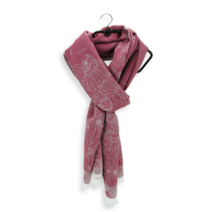 Baumwollschal Damen. "Margeritten Himbeerrot", 190 x 55 cm. LA FABRIQUE d'écharpe, 65% Bio-Baumwolle, 35% Modal