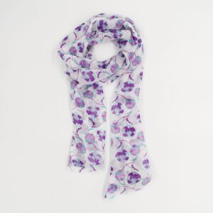 Seidenschal Damen. "Knospen Violett", 160 x 30 cm. LA FABRIQUE d'écharpe, 100% Seide