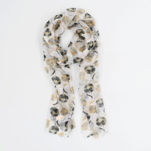 Seidenschal Damen. "Knospen Grau Beige", 160 x 30 cm. LA FABRIQUE d'écharpe, 100% Seide