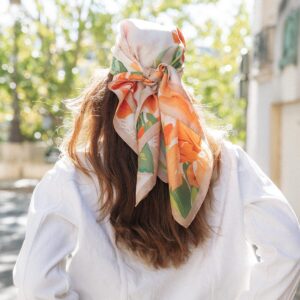 Seidentuch Damen. "Maritim Orange", 90 x 90 cm. LA FABRIQUE d'écharpe, 100% Twill Bio Seide