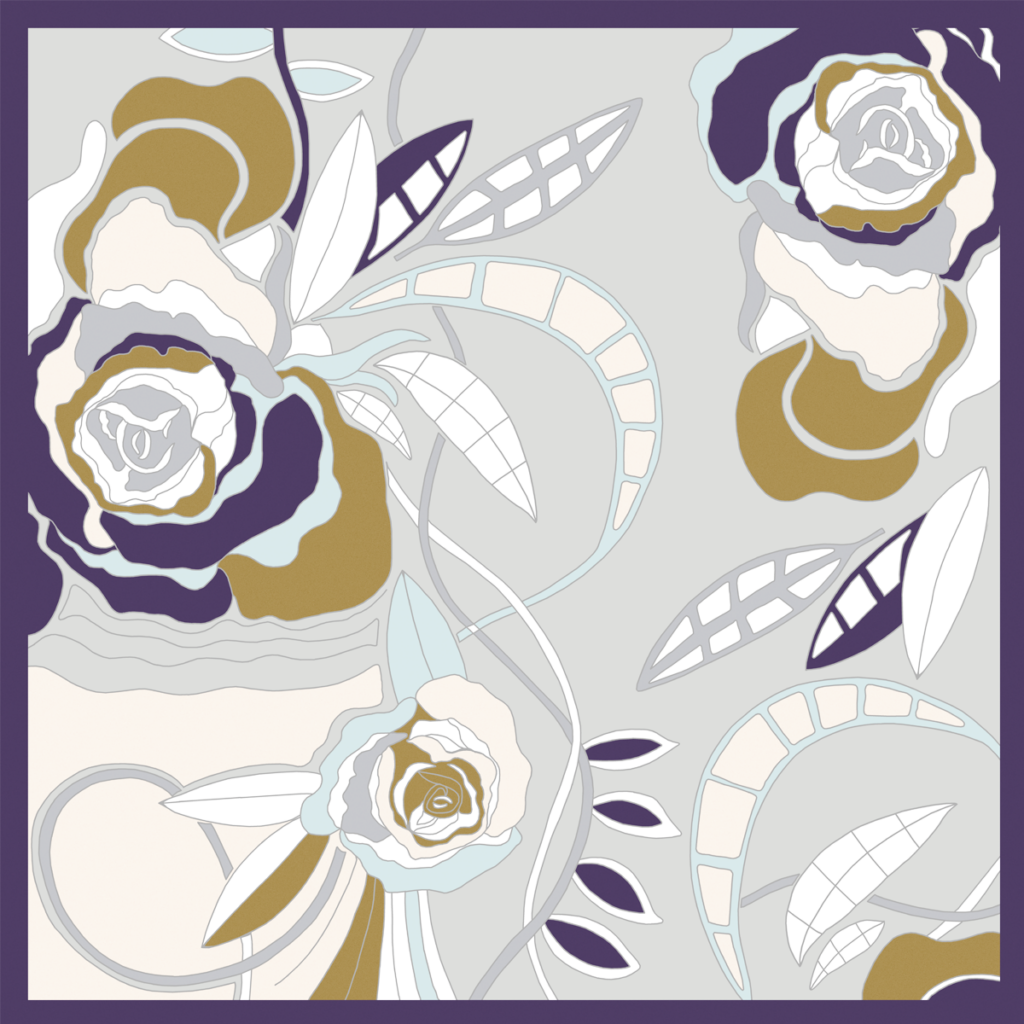 Seidentuch Damen. "Cloudy Violett", 90 x 90 cm. LA FABRIQUE d'écharpe, 100% Twill Bio Seide