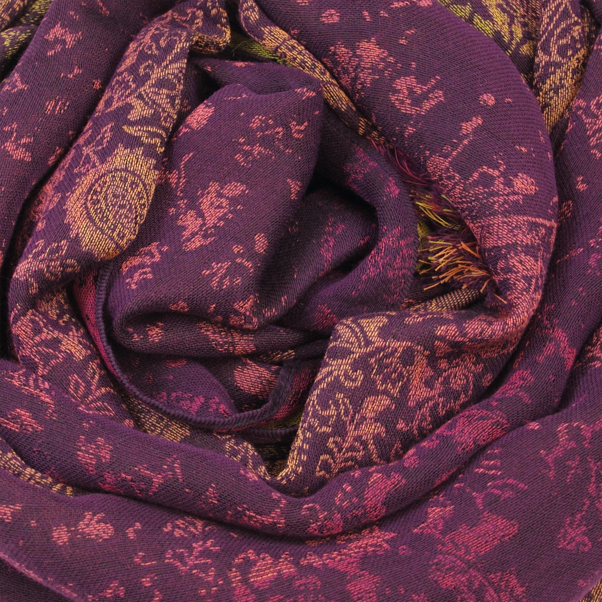Seiden Baumwollschal Damen. "Mumbai" Aubergine/Gold, 190 x 50 cm. LA FABRIQUE d'écharpe, 70% Baumwolle, 30% Seide – Bild 2