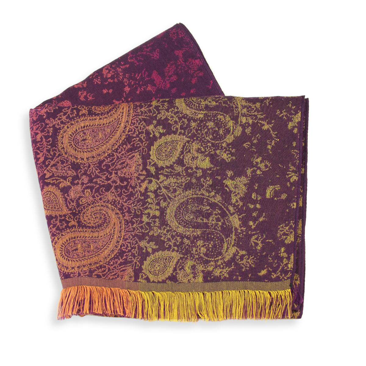 Seiden Baumwollschal Damen. "Mumbai" Aubergine/Gold, 190 x 50 cm. LA FABRIQUE d'écharpe, 70% Baumwolle, 30% Seide – Bild 3