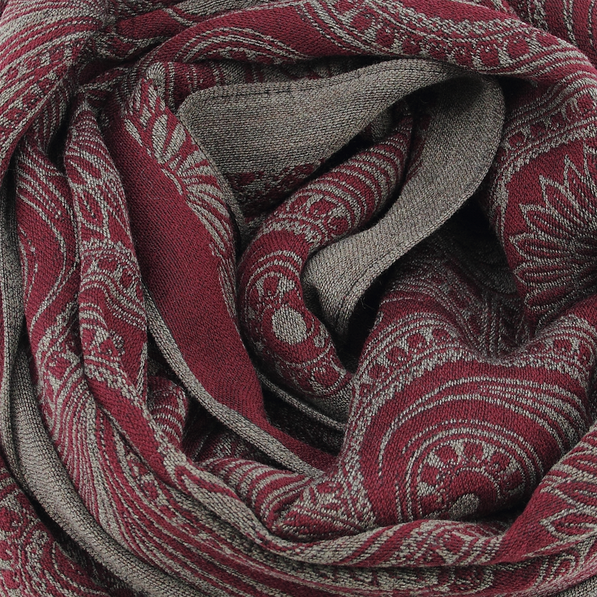 Seiden Merinoschal Damen. "Tradi Bordeaux", 185 x 55 cm. LA FABRIQUE d'écharpe, 80% Merino, 20% Seide – Bild 3