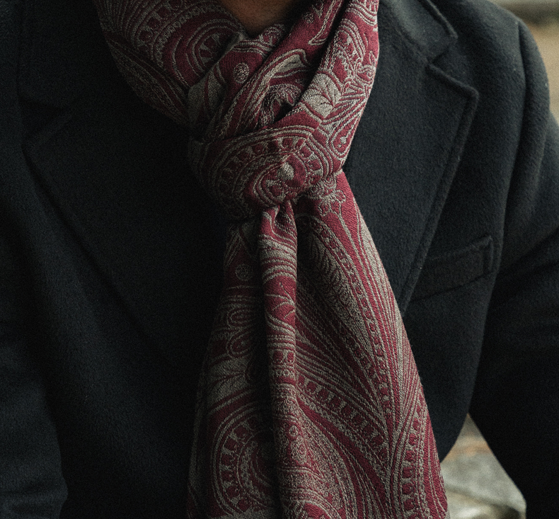 Seiden Merinoschal Damen. "Tradi Bordeaux", 185 x 55 cm. LA FABRIQUE d'écharpe, 80% Merino, 20% Seide – Bild 6