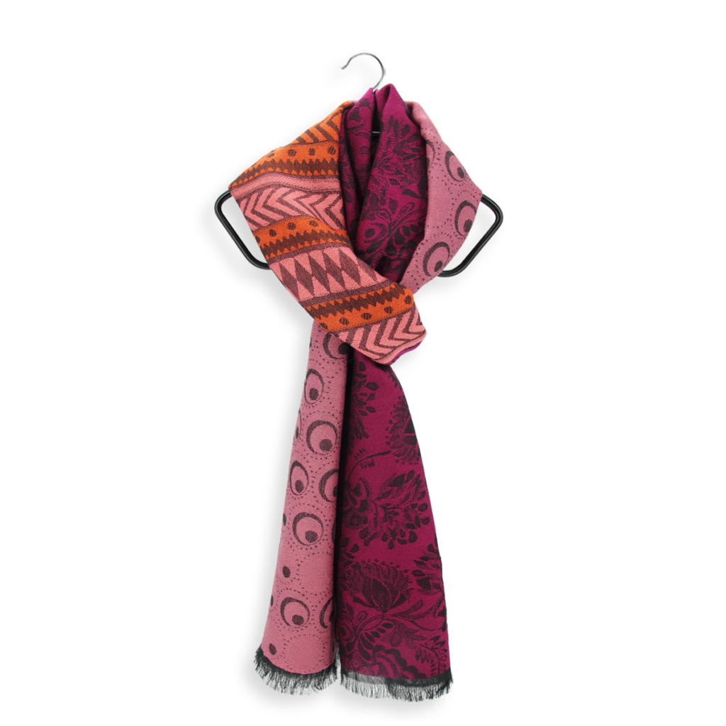 Merinoschal Damen. "Imaginaire Magenta/Rosa", 190 x 55 cm. LA FABRIQUE d'écharpe, 75% Merino, 25% Modal