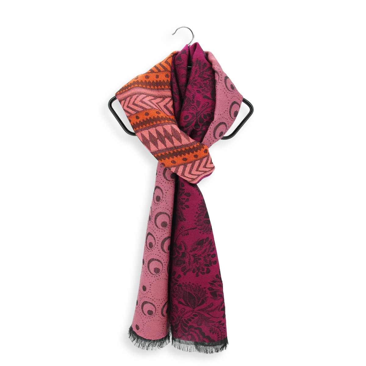 Merinoschal Damen. "Imaginaire Magenta/Rosa", 190 x 55 cm. LA FABRIQUE d'écharpe, 75% Merino, 25% Modal