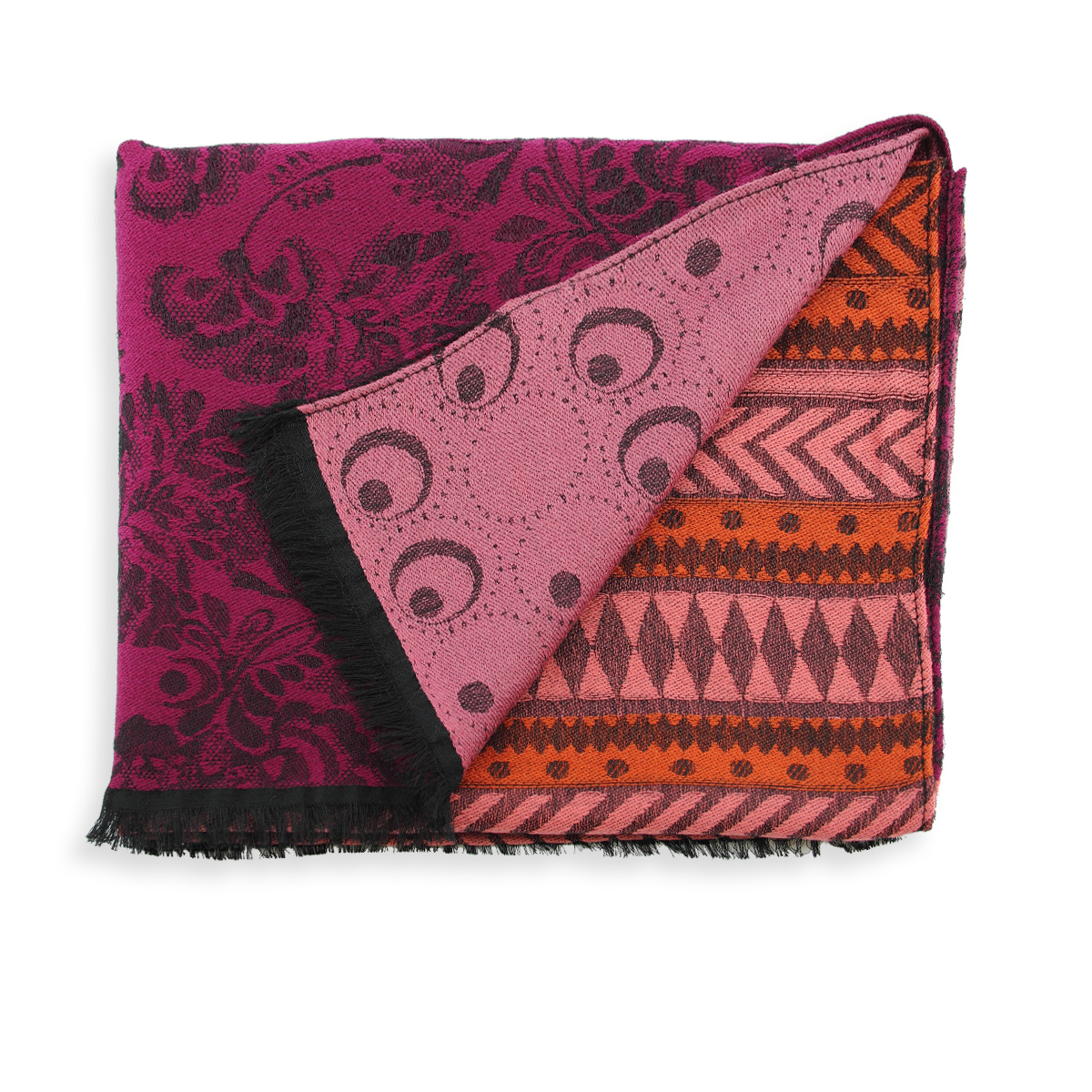 Merinoschal Damen. "Imaginaire Magenta/Rosa", 190 x 55 cm. LA FABRIQUE d'écharpe, 75% Merino, 25% Modal – Bild 3